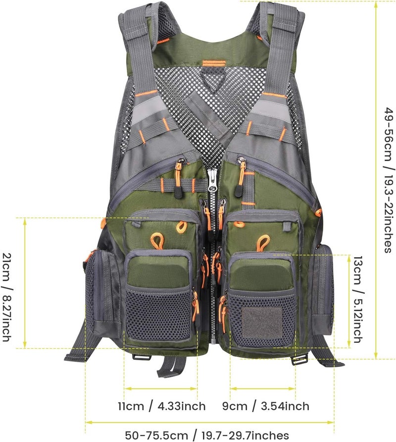 Gonex Fly Fishing Vest for Men Women, Comfortable Adjustable Fishing Vest with Multi-Pockets Reflective Stripes - Image 2